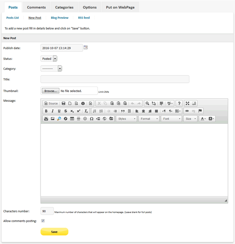 Design Blog PHP - admin add new post