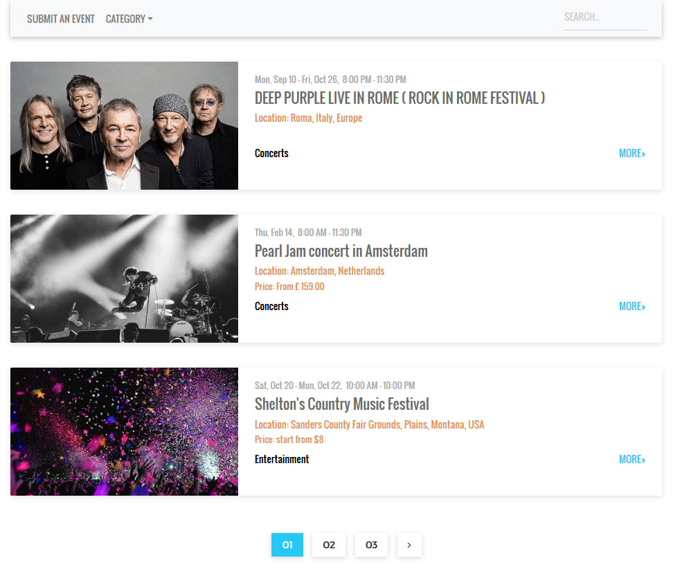 Event Script PHP - front-end demo