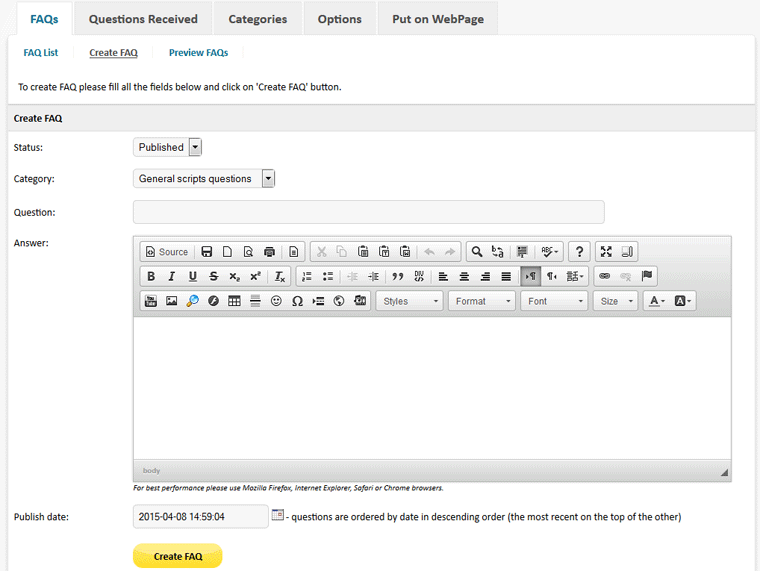 FAQ Script PHP - create faq