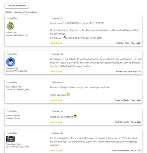 GuestBook Script PHP