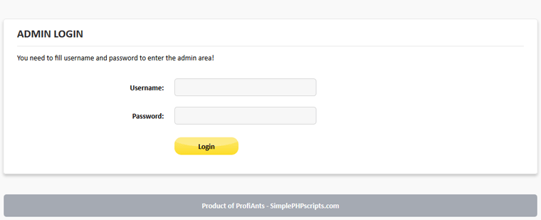 News Script PHP - admin login form
